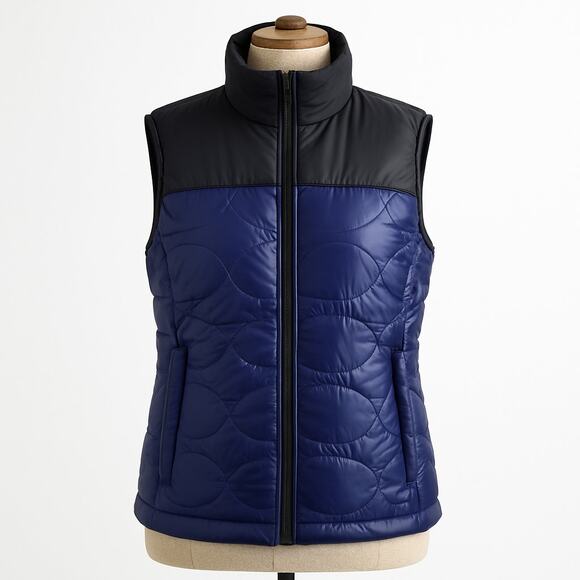 L.L. Bean Women’s Quilted Down Puffer Vest DL 603 – Black/Deep Navy – Size Large - Picture 1 of 7